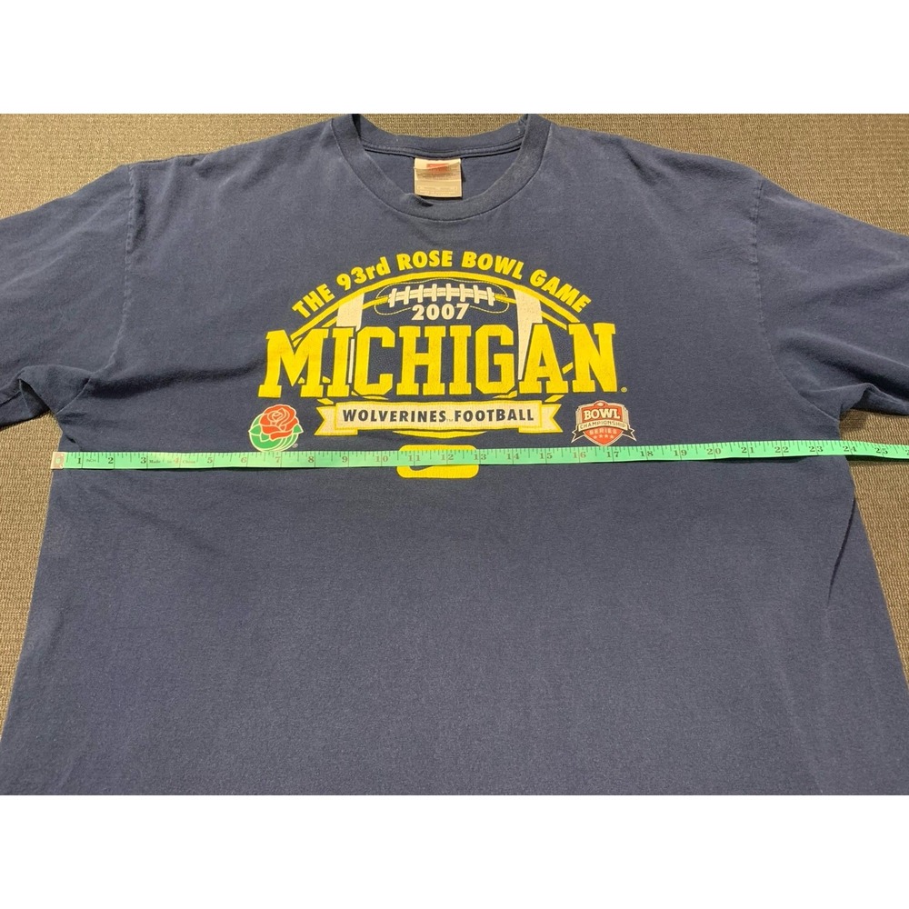 Vintage Nike Michigan Wolverines Rose Bowl 2007 Long Sleeve Shirt XL Blue UofM - Picture 5 of 5